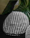 Lightweight Cotton Flat Cap - Grey with White Stripes