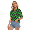 The Green Checker - Women's Button Up Blouse