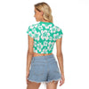 Minty Hibiscus Women's Raglan Cropped T-shirt