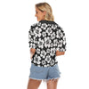 Black and White Hibiscus Women's Button Up Blouse