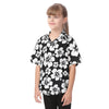 Black and White Hibiscus Youth Hawaiian Shirt