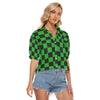 The Green Checker - Women's Button Up Blouse