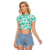 Minty Hibiscus Women's Raglan Cropped T-shirt