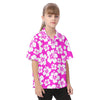 Hot Pink Hibiscus Youth Hawaiian Shirt