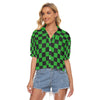 The Green Checker - Women's Button Up Blouse