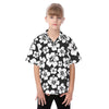 Black and White Hibiscus Youth Hawaiian Shirt