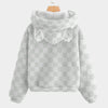 Light Checker Youth Fleece Hoodie With Ears