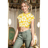 Honey Mustard Hibiscus Women's Raglan Cropped T-shirt
