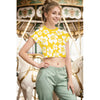 Honey Mustard Hibiscus Women's Raglan Cropped T-shirt