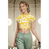 Honey Mustard Hibiscus Women's Raglan Cropped T-shirt